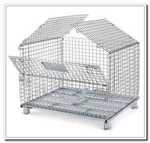Foldable wire mesh storage cages for warehouse logistics