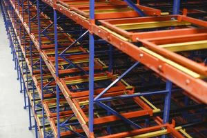 FILO push back pallet rack system with high space utilization