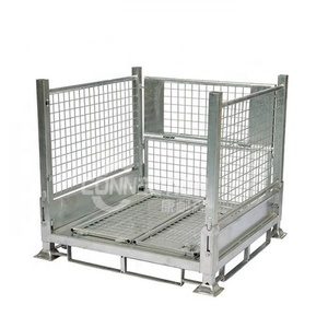 Manufacturer Wholesale Heavy Duty Galvanized Double Storage Cage Steel Wire Pallet Crate Metal Box Stillage 400-1000KG Capacity