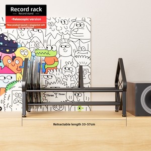 For Single Tier Telescopic Metal Record Rack Vertical Multi-Purpose Storage Shelf for Desktop Vinyl Records