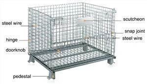 Steel pallet box cage for stacking and forklift handling