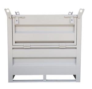 DOPRO Horseshoe Type Steel Pallet Box, Foldable & Stackable Metal Storage Bin, Heavy Duty Steel Stillage Box Customizable